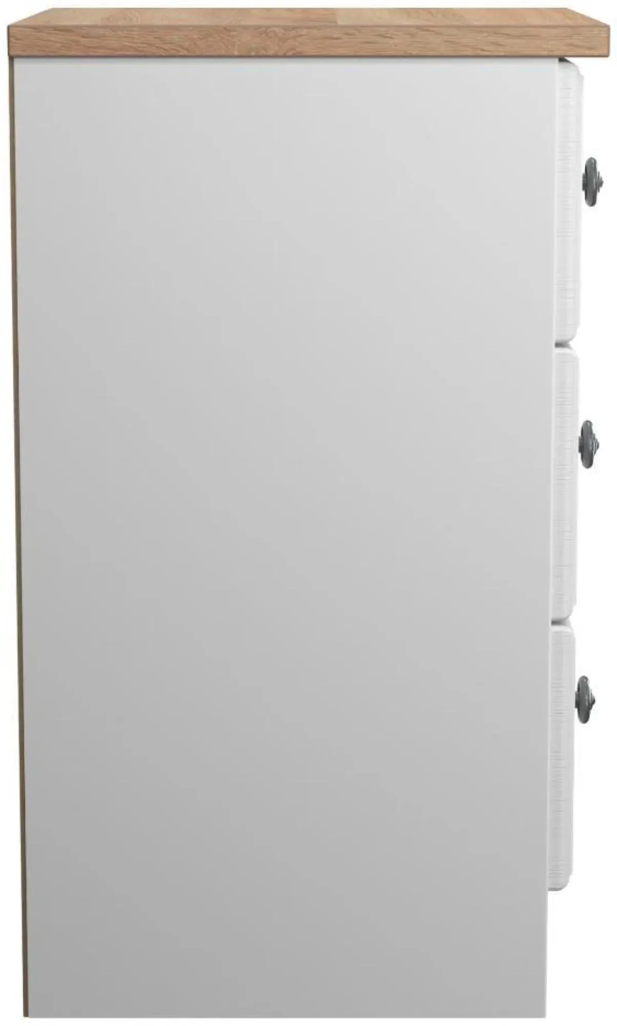 Norfolk 3 Drawer Bedside Cabinet - White, Oak Effect