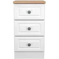 Norfolk 3 Drawer Bedside Cabinet - White, Oak Effect
