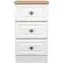 Norfolk 3 Drawer Bedside Cabinet - White, Oak Effect