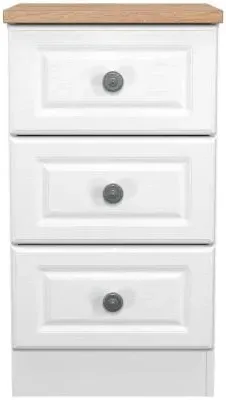Norfolk 3 Drawer Bedside Cabinet - White, Oak Effect image