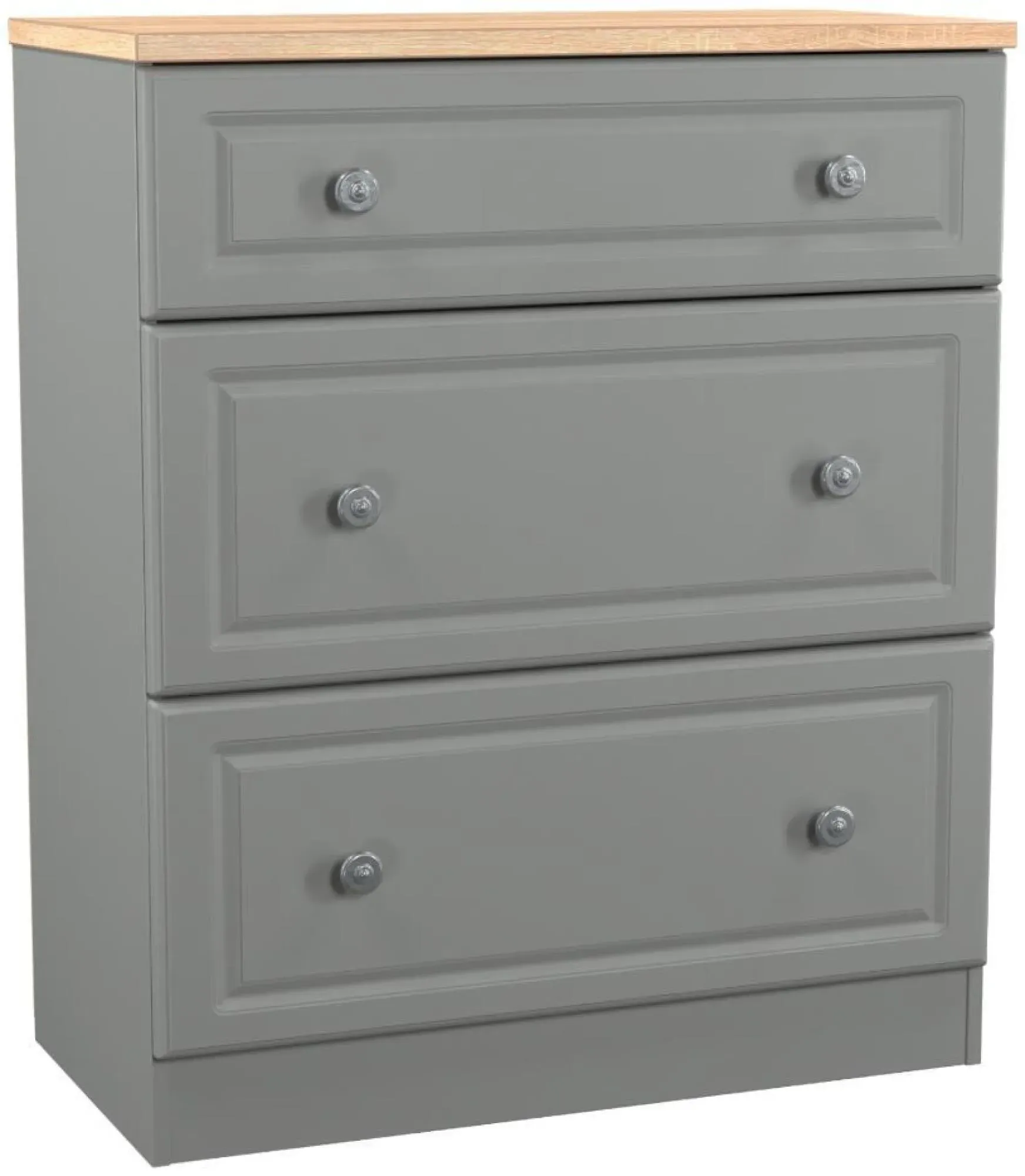 Norfolk 3 Drawer Deep Chest - Grey, Oak