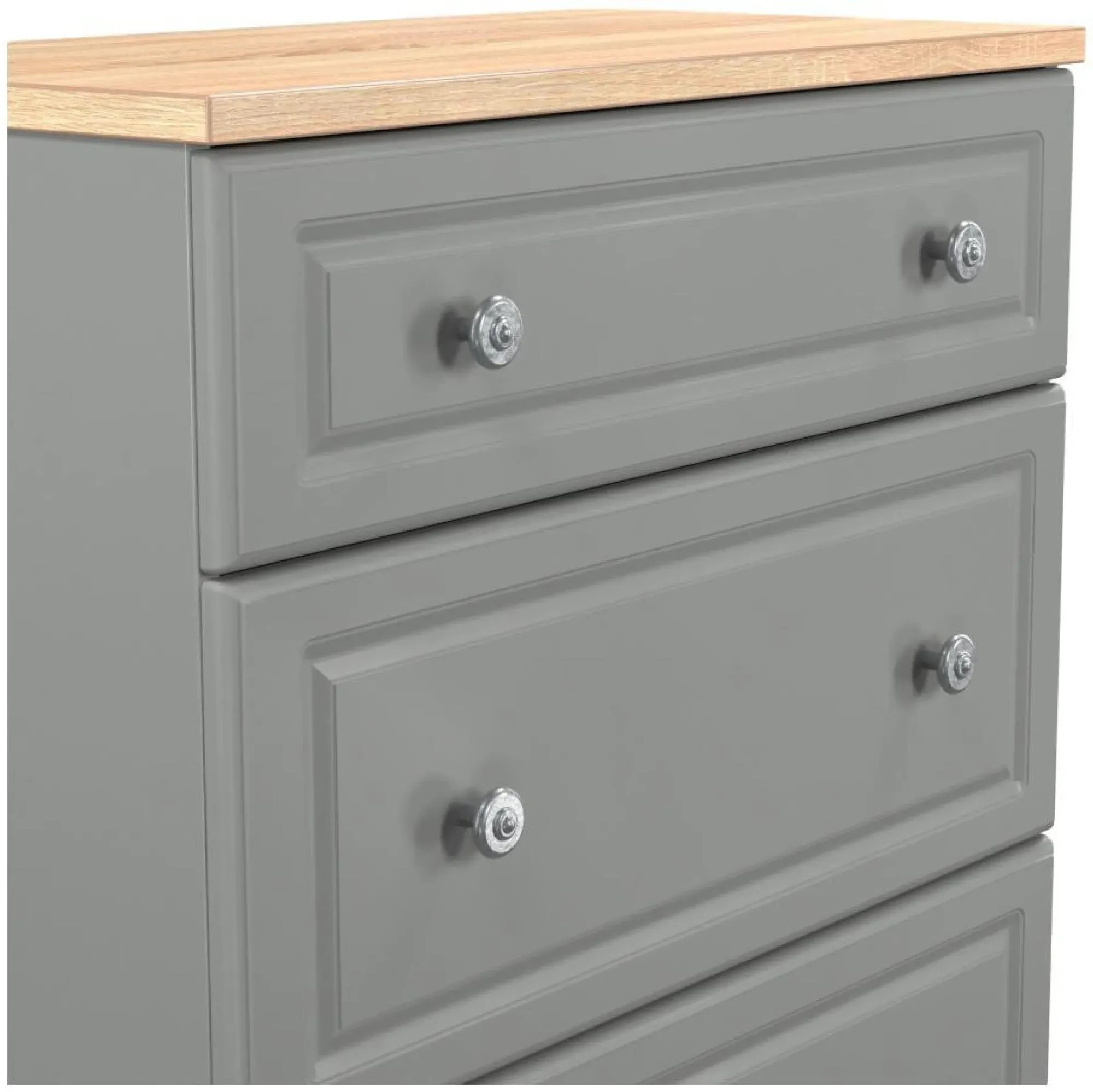 Norfolk 3 Drawer Deep Chest - Grey, Oak