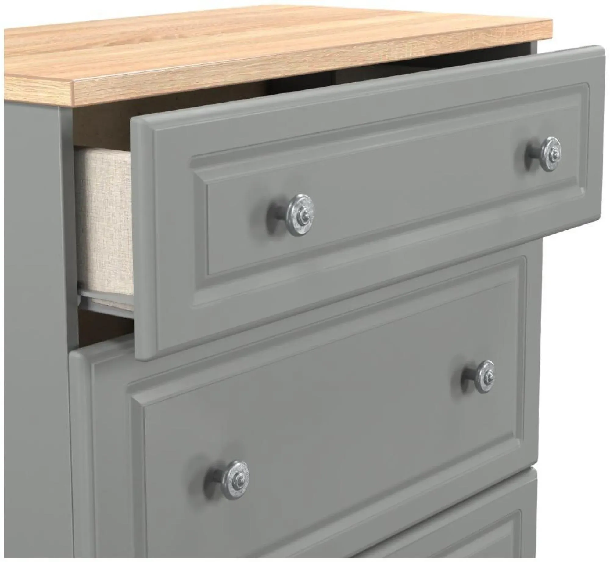 Norfolk 3 Drawer Deep Chest - Grey, Oak