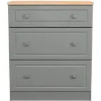 Norfolk 3 Drawer Deep Chest - Grey, Oak