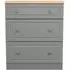 Norfolk 3 Drawer Deep Chest - Grey, Oak
