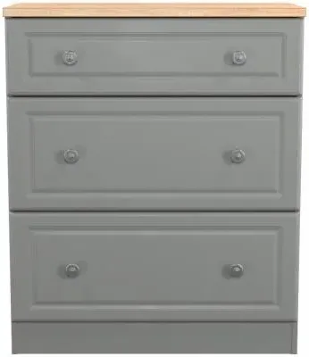 Norfolk 3 Drawer Deep Chest - Grey, Oak