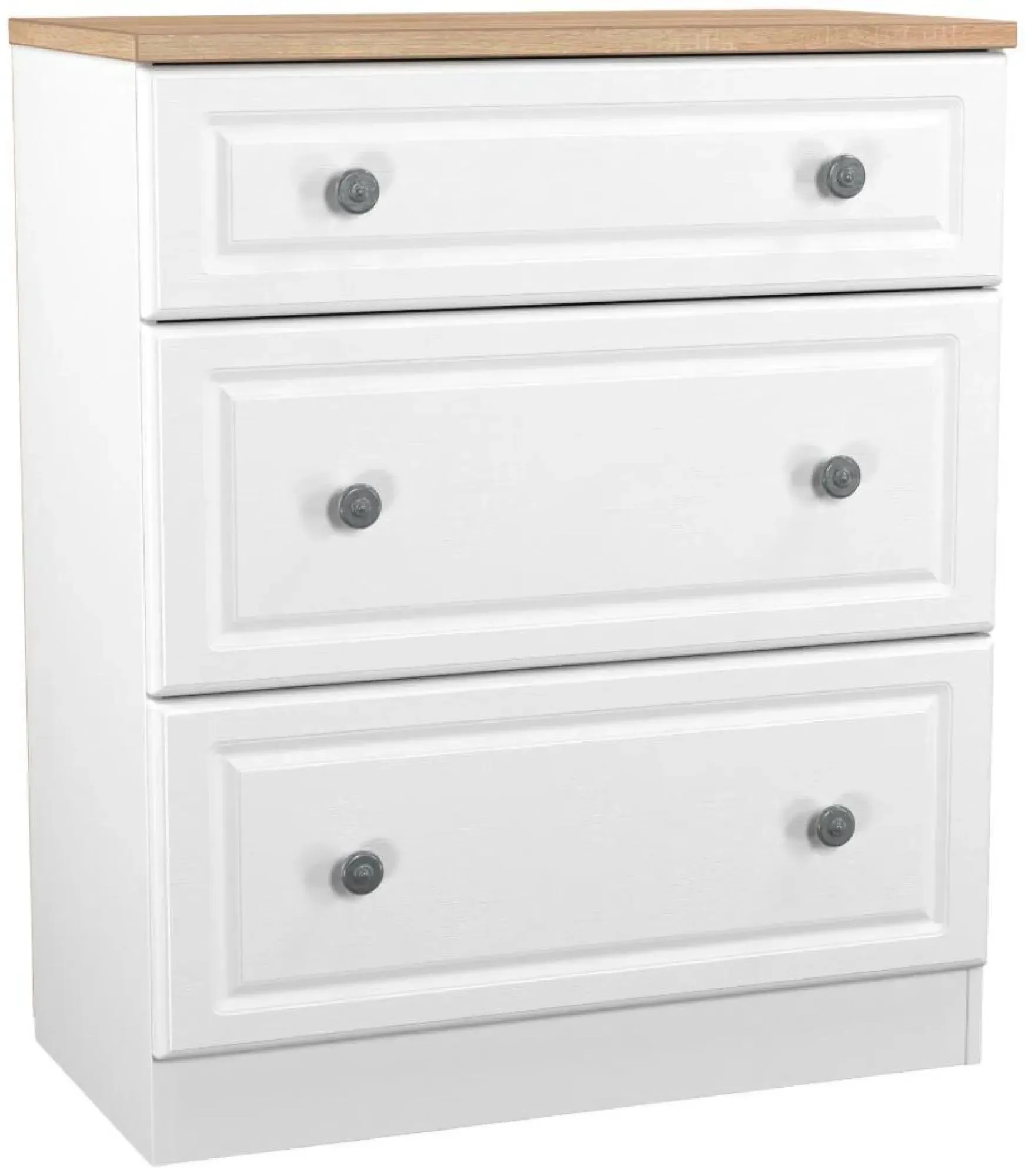 Norfolk 3 Drawer Deep Chest - White, Oak Effect