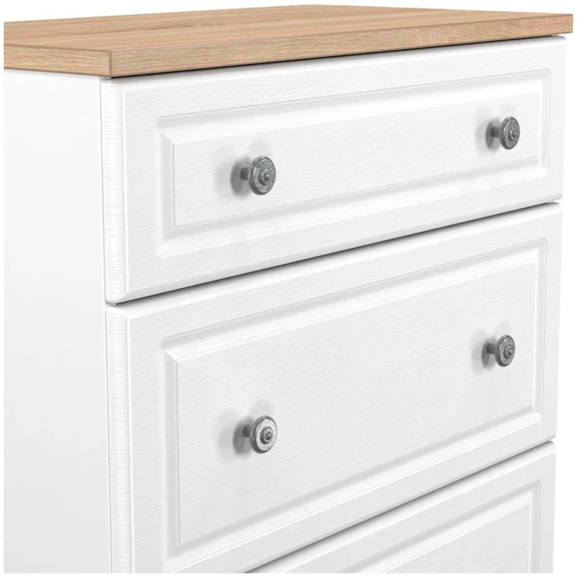 Norfolk 3 Drawer Deep Chest - White, Oak Effect