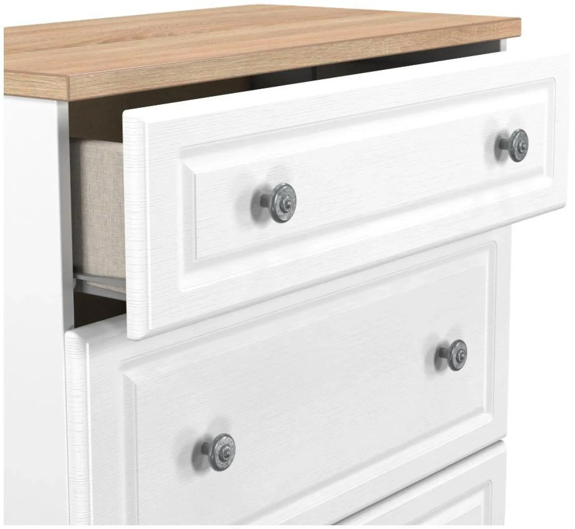 Norfolk 3 Drawer Deep Chest - White, Oak Effect
