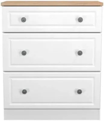 Norfolk 3 Drawer Deep Chest - White, Oak Effect image