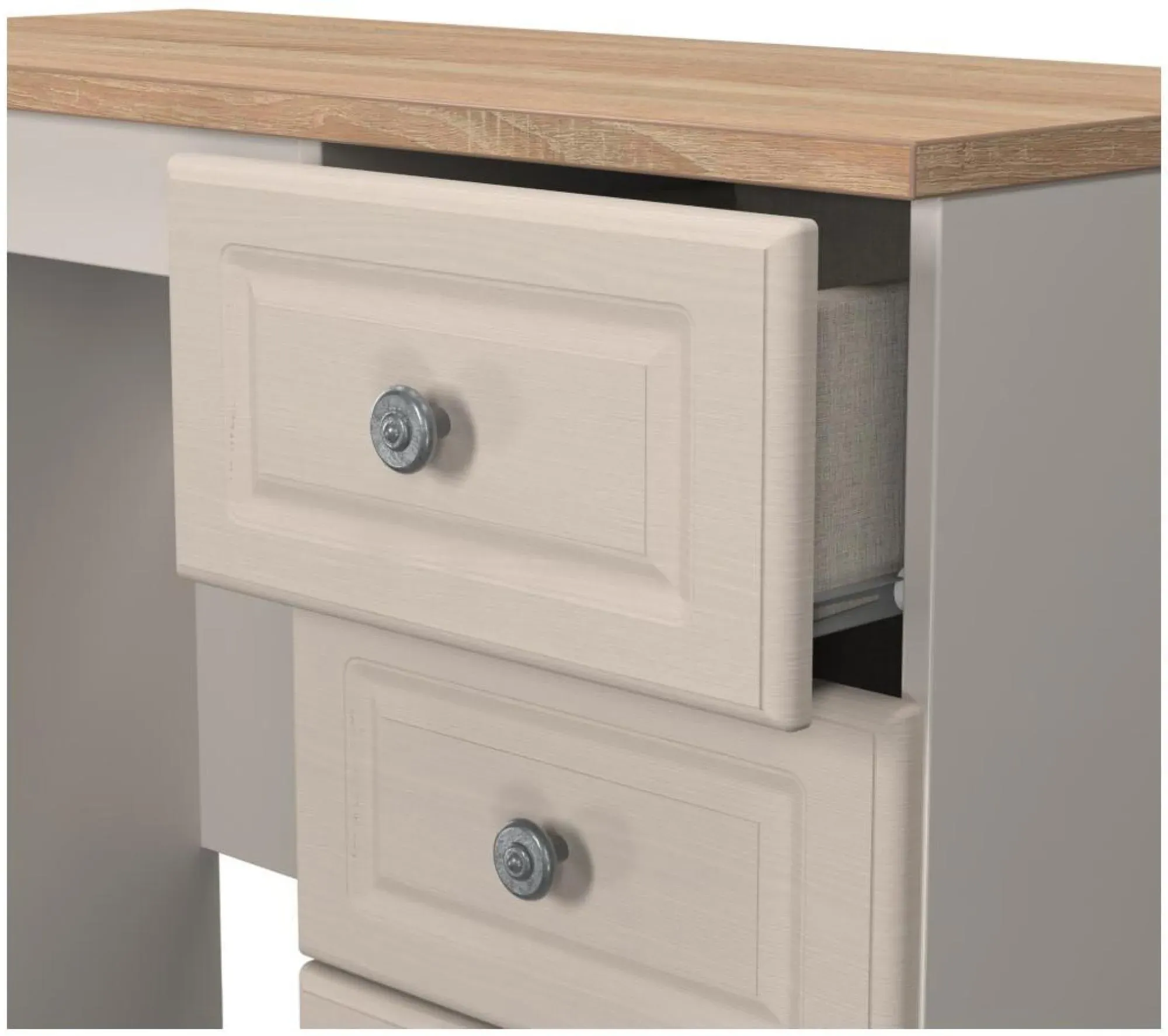 Norfolk 3 Drawer Dressing Table - Cashmere, Oak