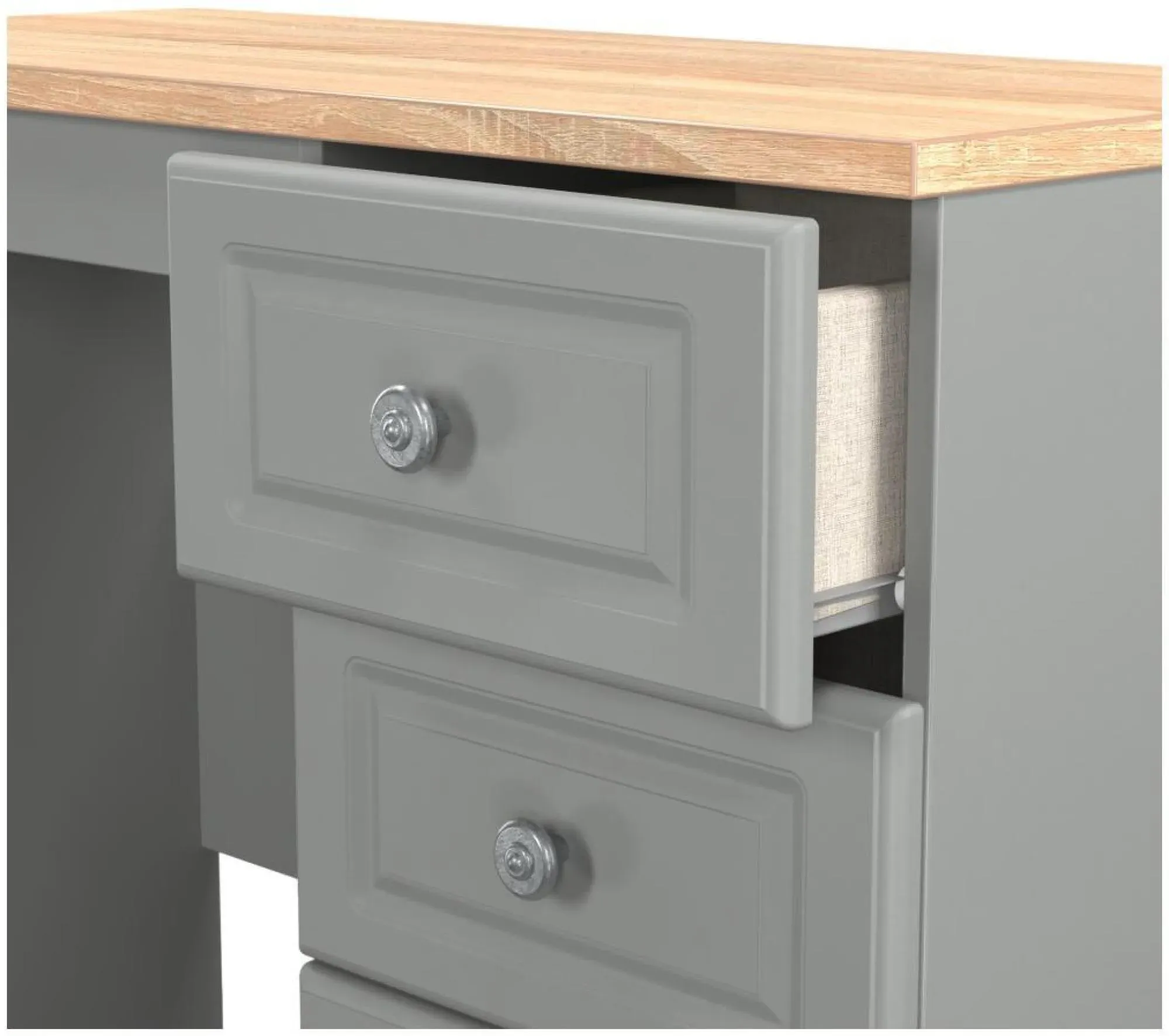 Norfolk 3 Drawer Dressing Table - Grey, Oak