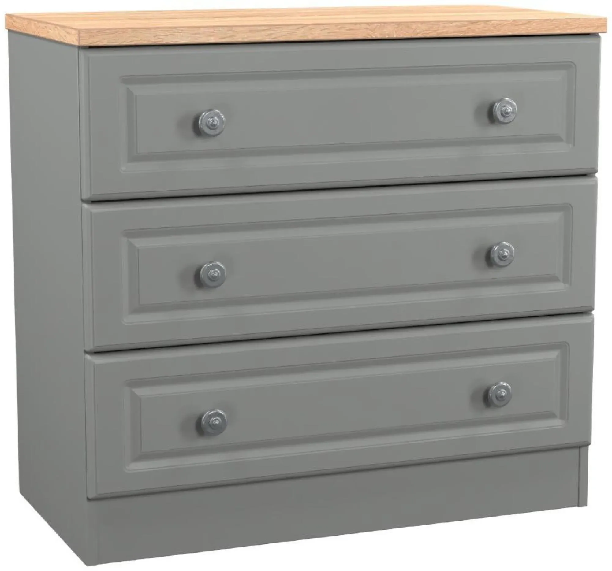 Norfolk 3 Drawer Small Chest - Grey, Oak