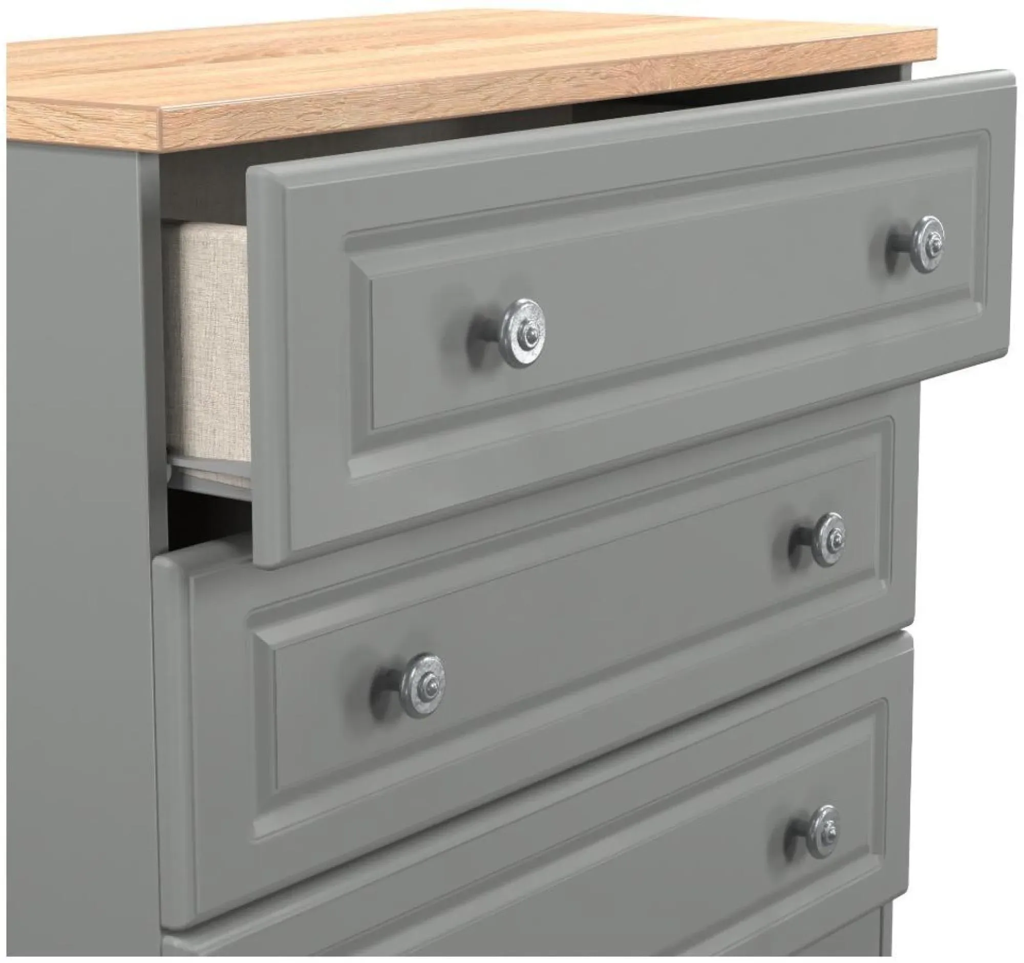 Norfolk 3 Drawer Small Chest - Grey, Oak