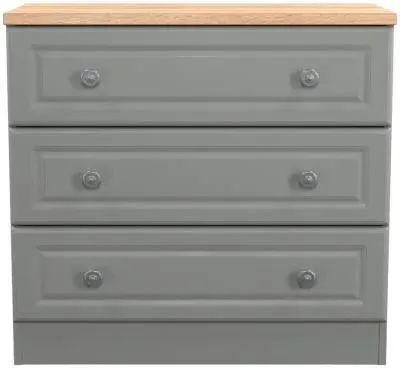 Norfolk 3 Drawer Small Chest - Grey, Oak
