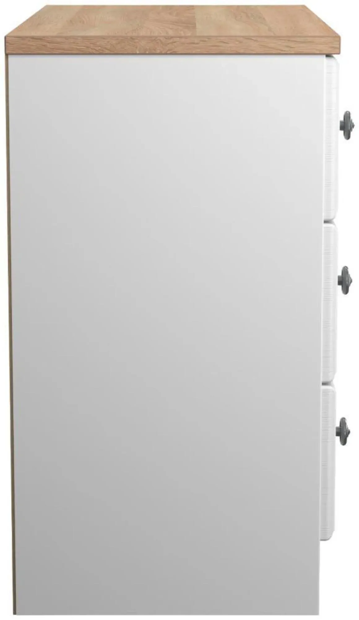 Norfolk 3 Drawer Small Chest - White, Oak Effect