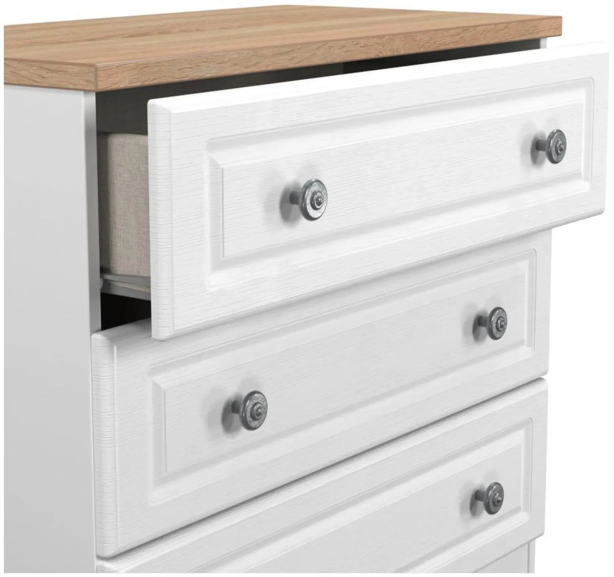 Norfolk 3 Drawer Small Chest - White, Oak Effect