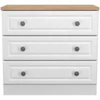 Norfolk 3 Drawer Small Chest - White, Oak Effect