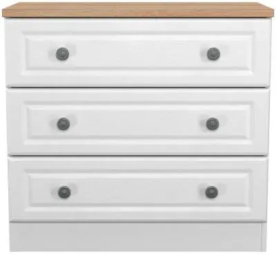 Norfolk 3 Drawer Small Chest - White, Oak Effect image