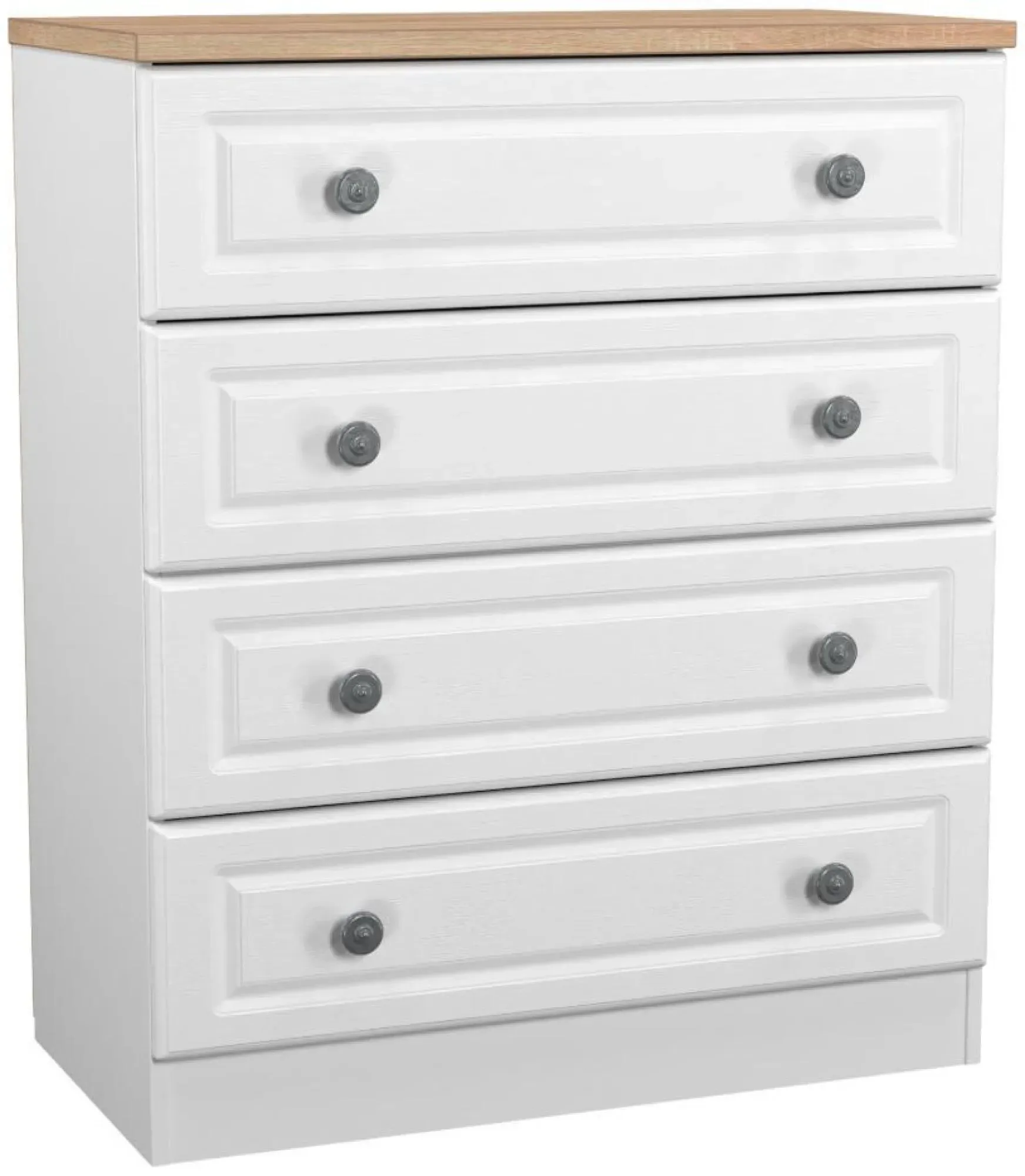 Norfolk 4 Drawer Chest - White, Oak Effect