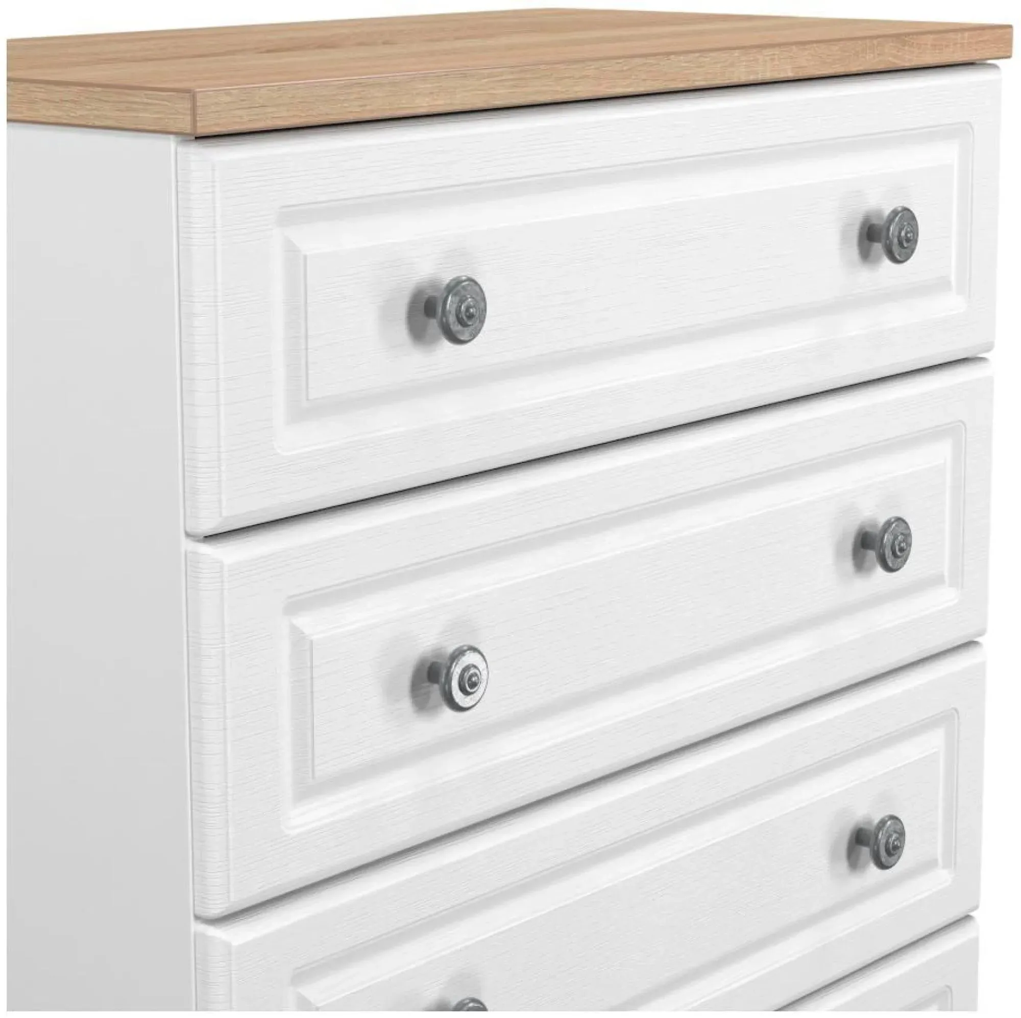 Norfolk 4 Drawer Chest - White, Oak Effect
