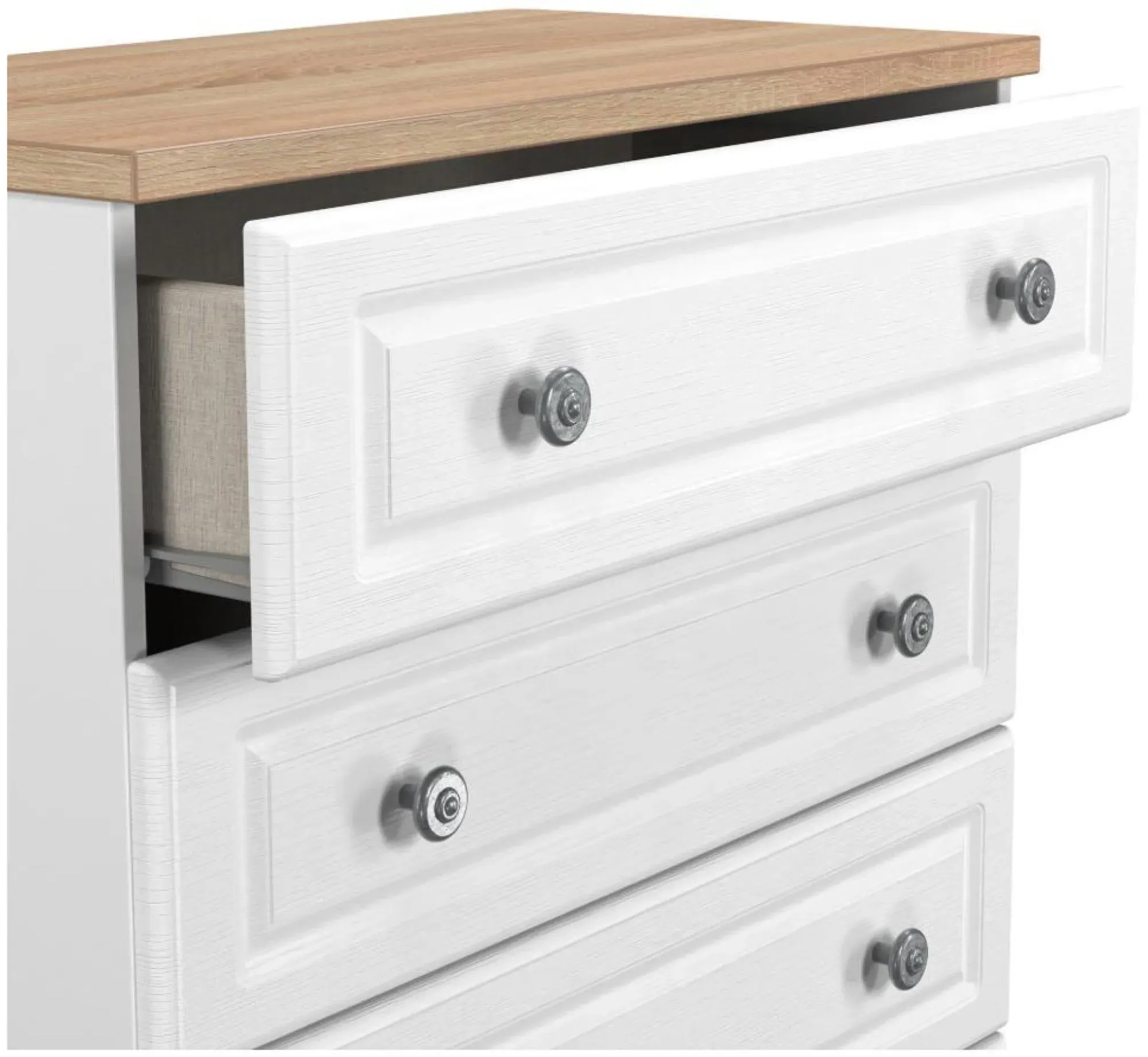 Norfolk 4 Drawer Chest - White, Oak Effect