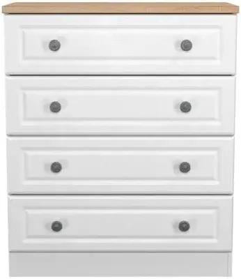 Norfolk 4 Drawer Chest - White, Oak Effect image