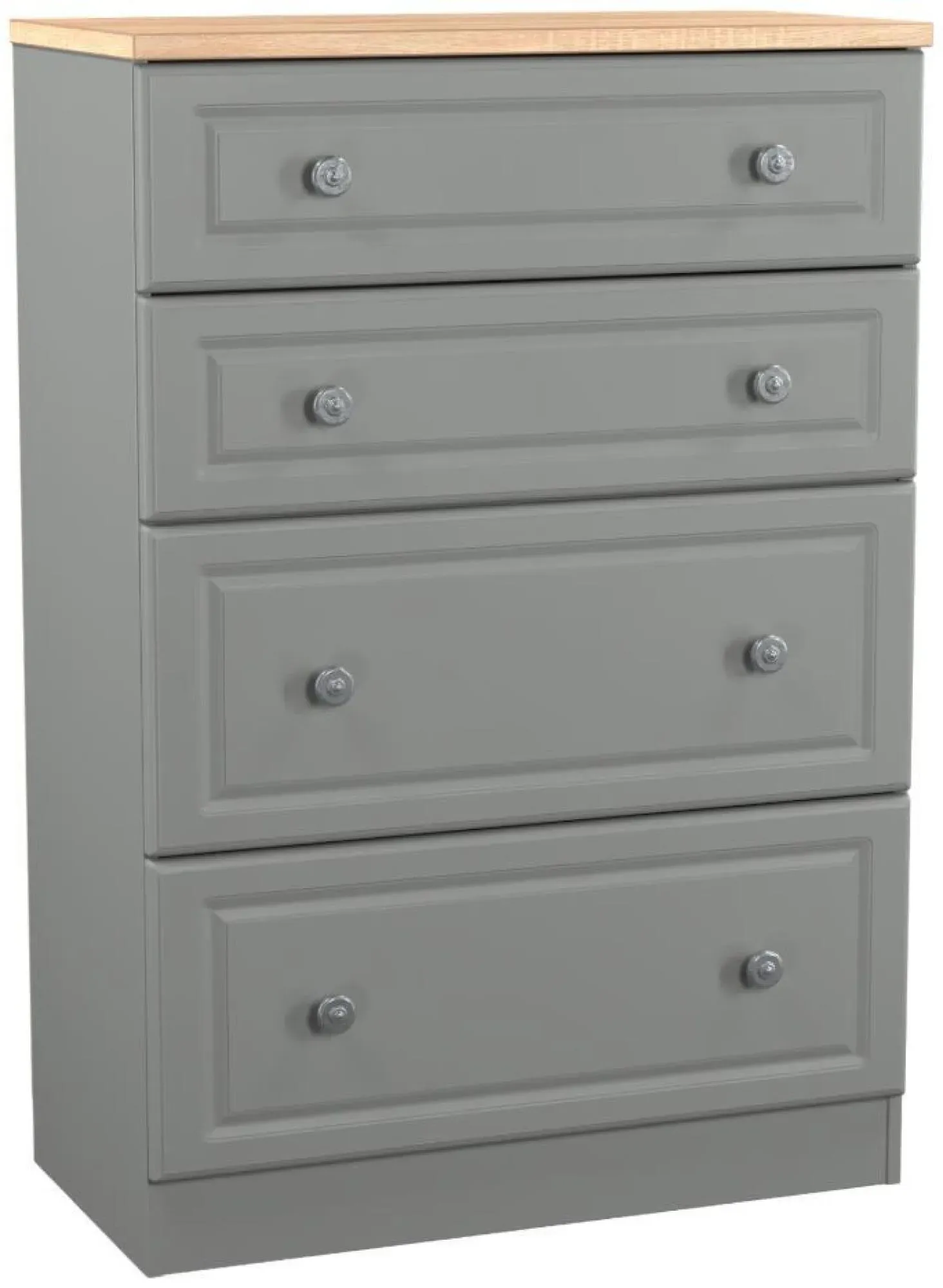 Norfolk 4 Drawer Deep Chest - Grey, Oak