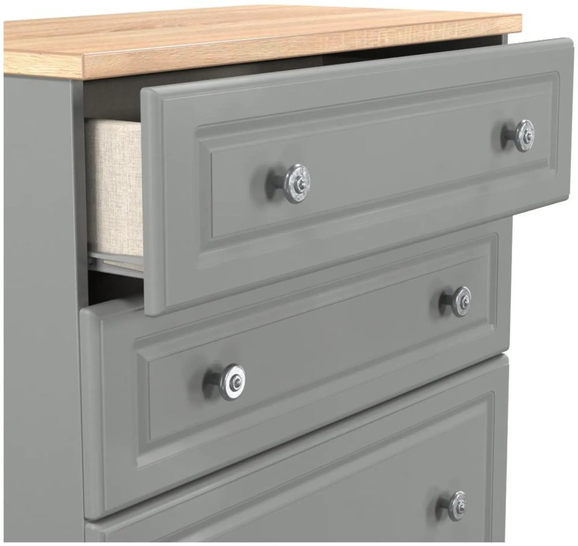 Norfolk 4 Drawer Deep Chest - Grey, Oak