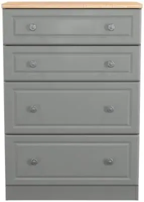 Norfolk 4 Drawer Deep Chest - Grey, Oak
