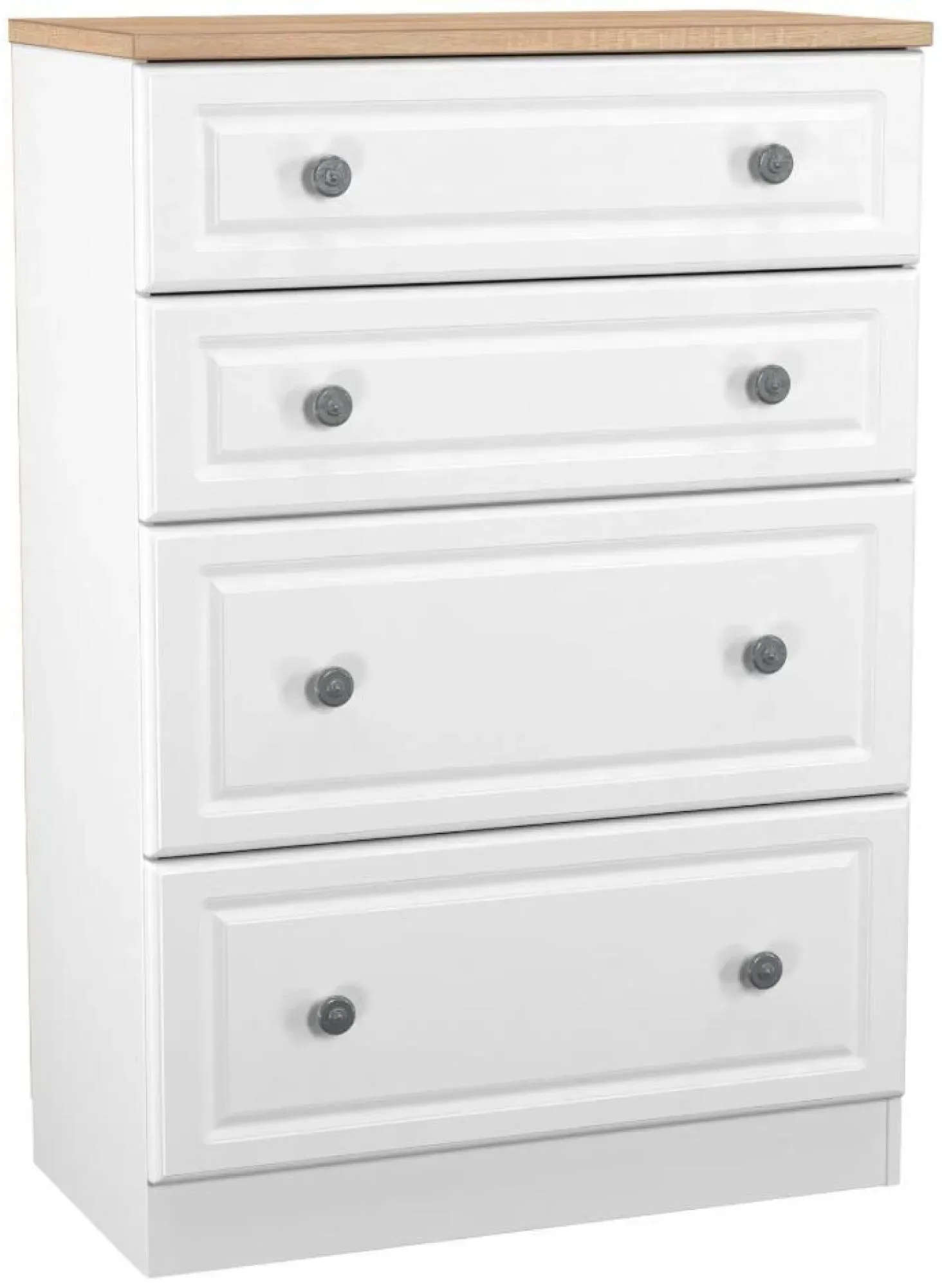 Norfolk 4 Drawer Deep Chest - White, Oak Effect