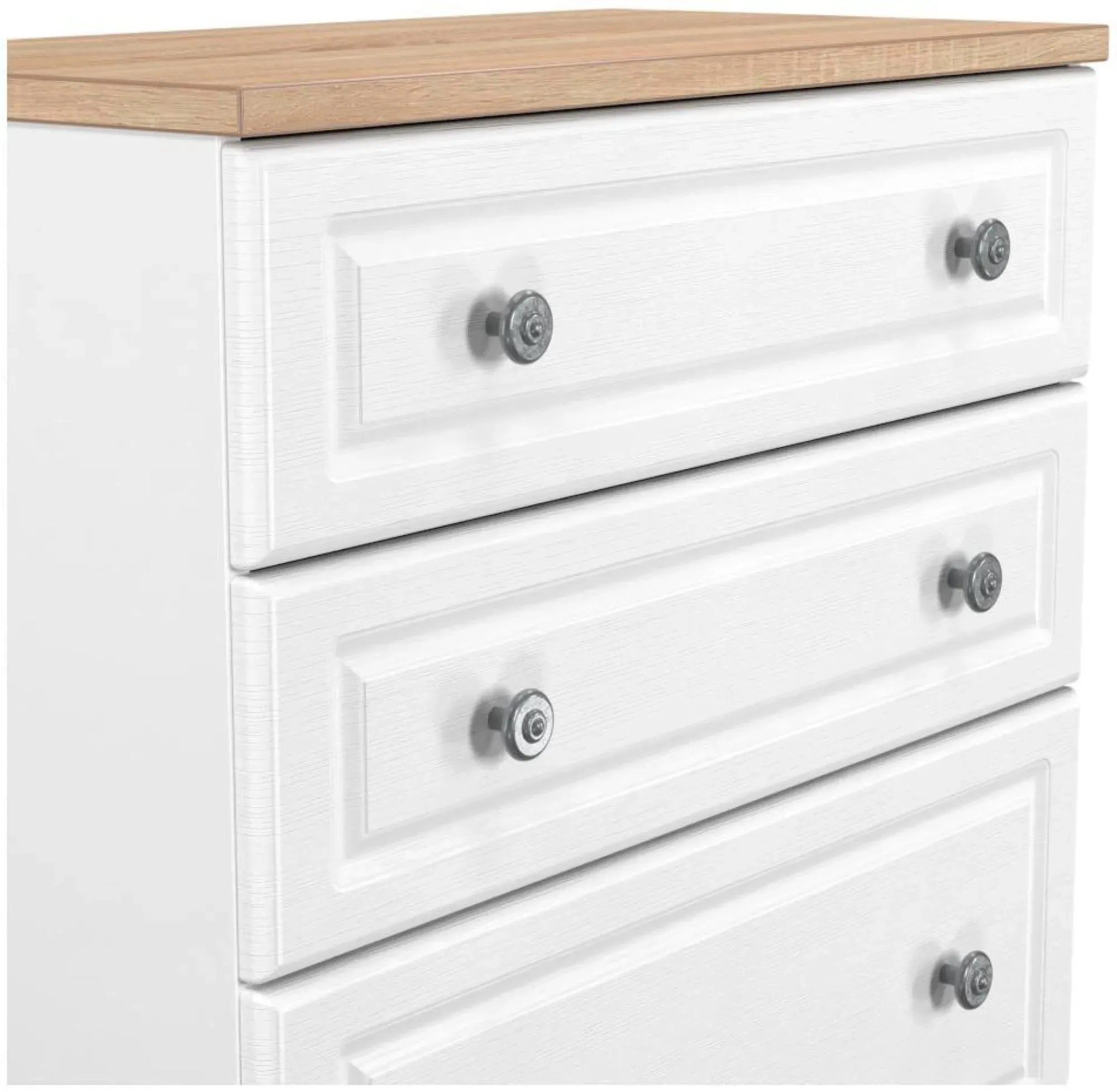 Norfolk 4 Drawer Deep Chest - White, Oak Effect