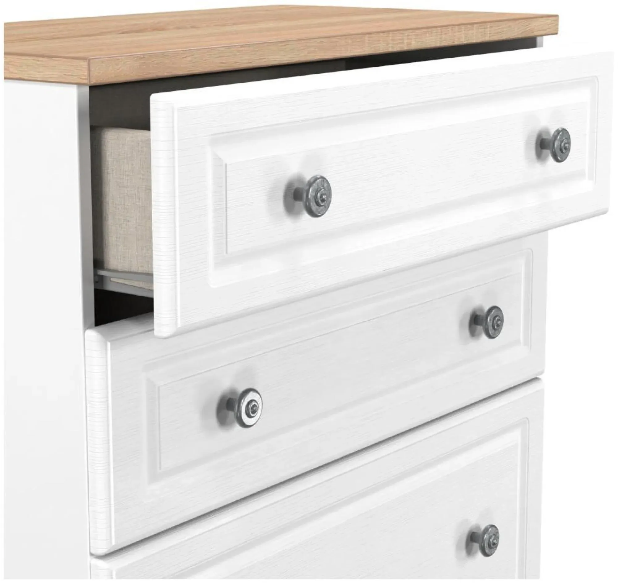 Norfolk 4 Drawer Deep Chest - White, Oak Effect