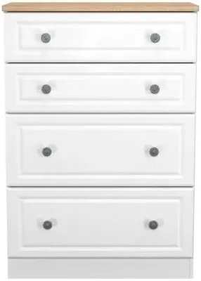 Norfolk 4 Drawer Deep Chest - White, Oak Effect image