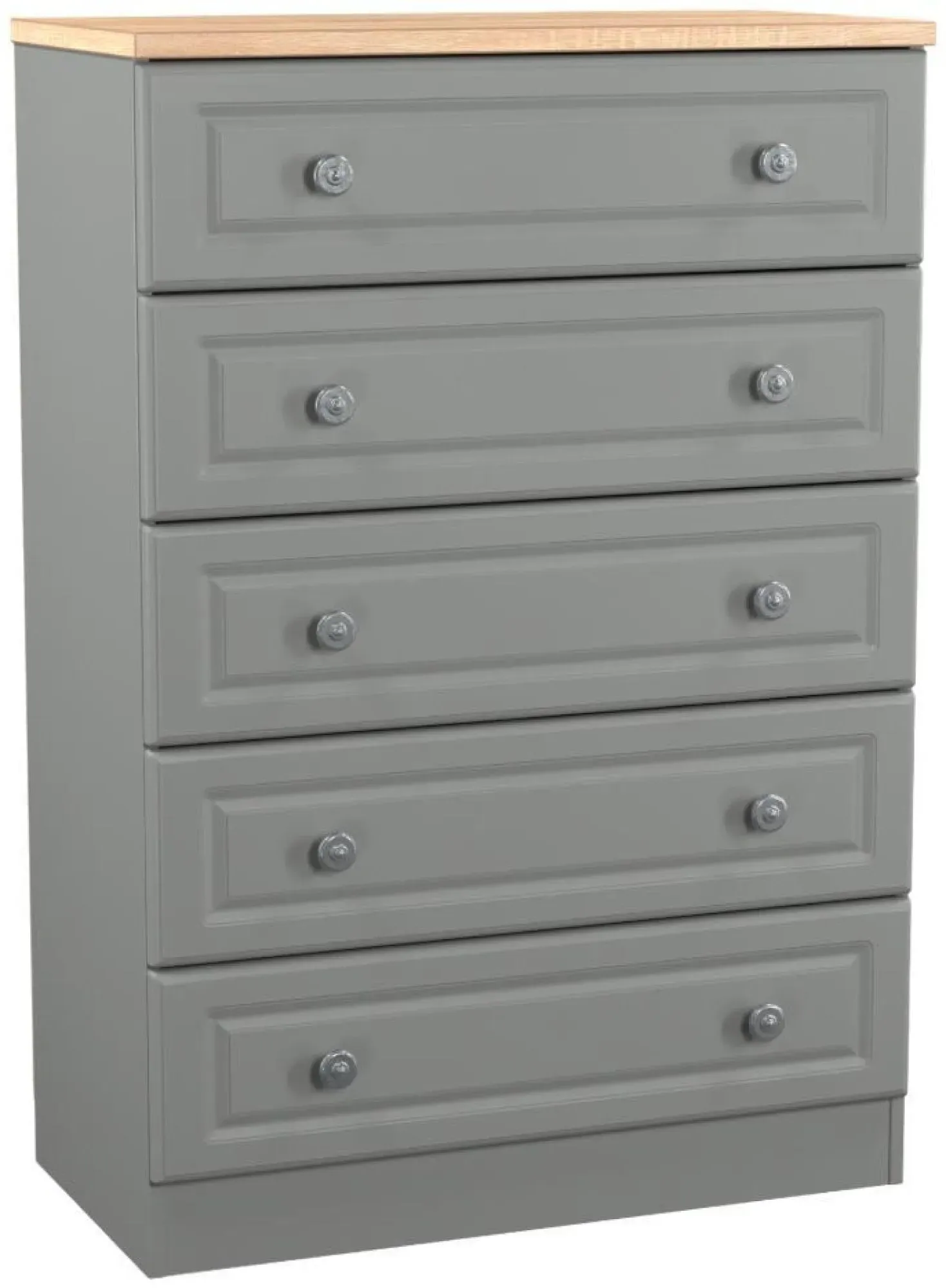 Norfolk 5 Drawer Chest - Grey, Oak