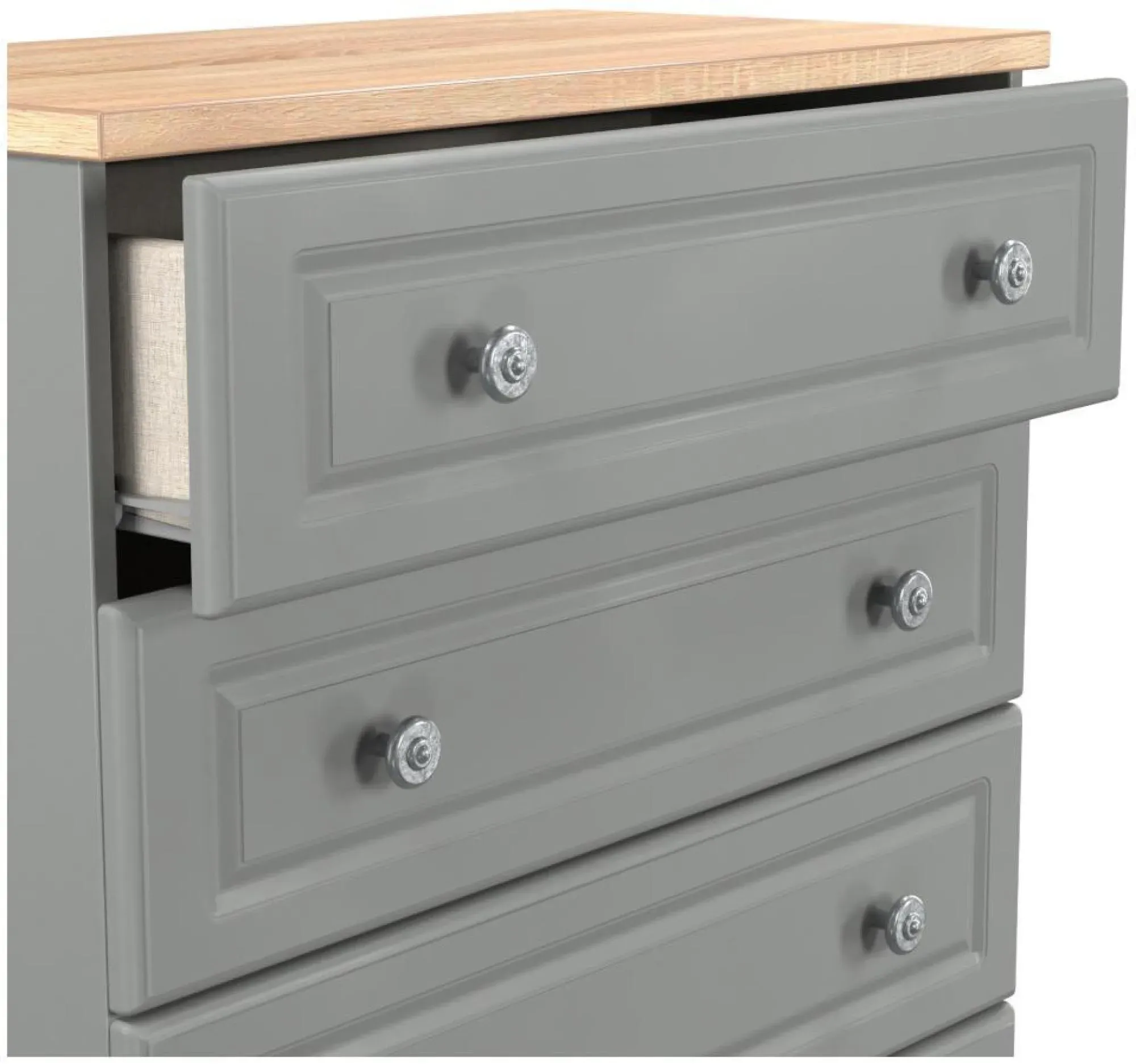 Norfolk 5 Drawer Chest - Grey, Oak