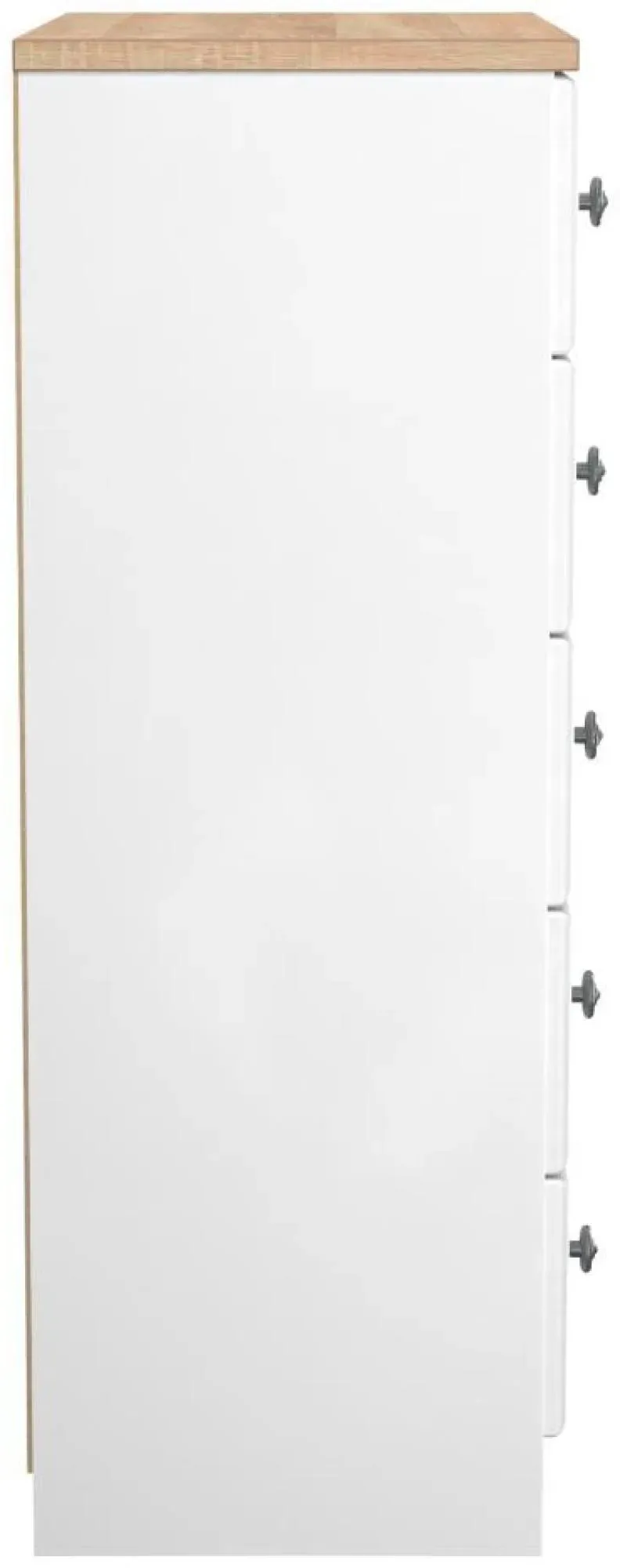 Norfolk 5 Drawer Chest - White, Oak Effect