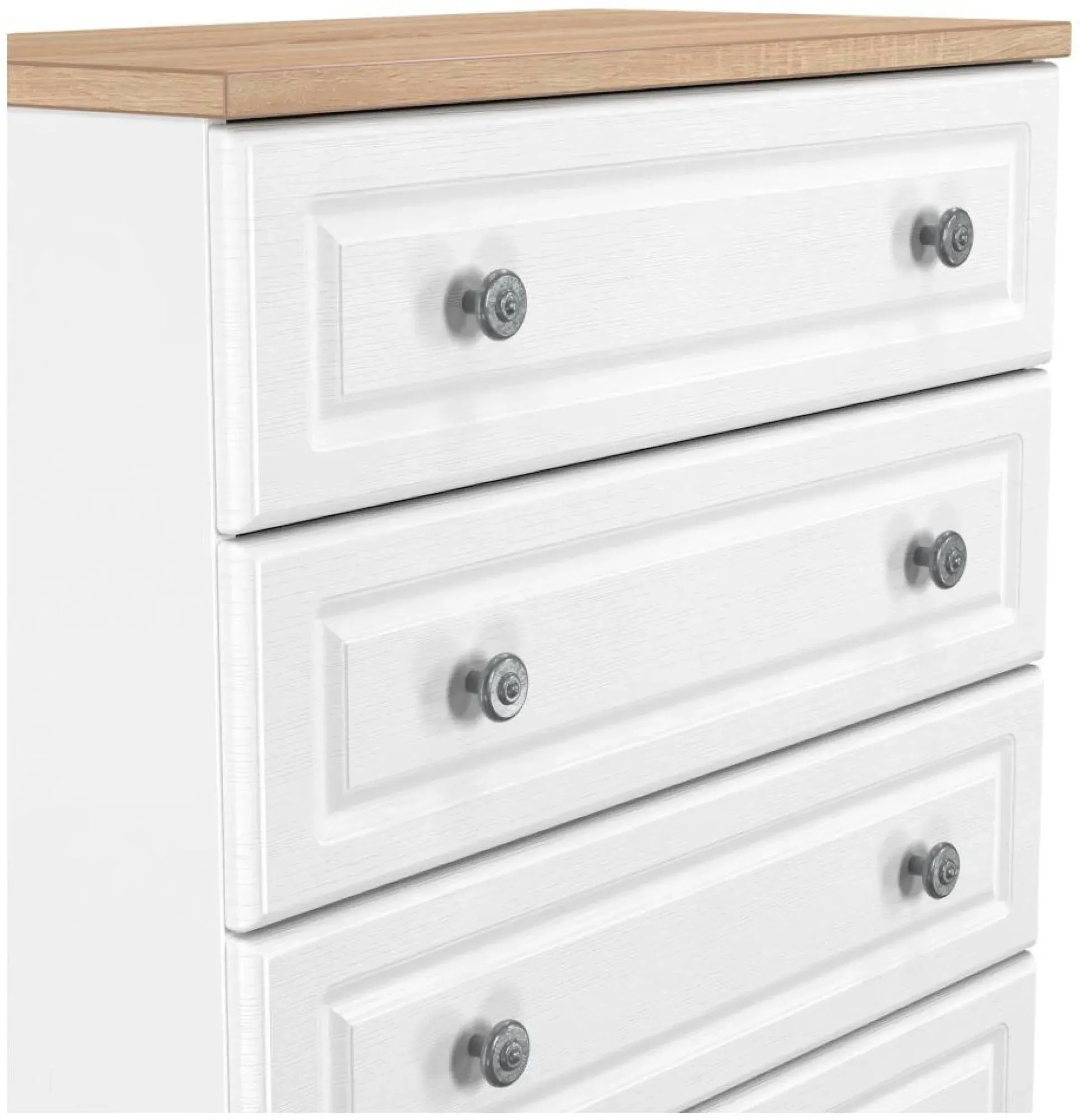 Norfolk 5 Drawer Chest - White, Oak Effect
