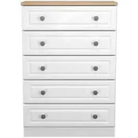 Norfolk 5 Drawer Chest - White, Oak Effect
