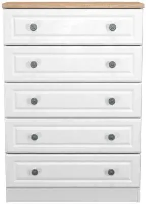 Norfolk 5 Drawer Chest - White, Oak Effect image