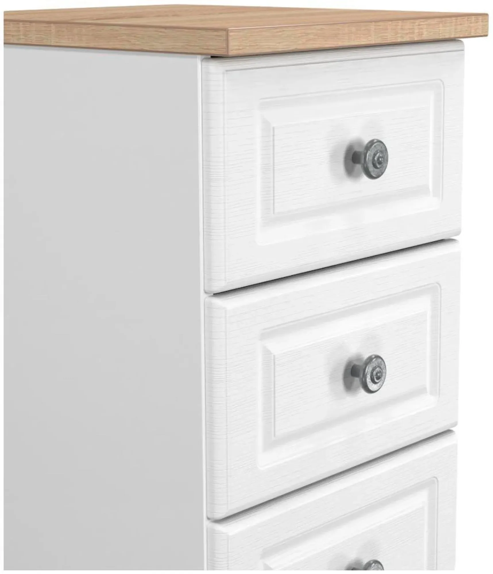 Norfolk 5 Drawer Narrow Chest - White, Oak Effect