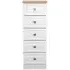 Norfolk 5 Drawer Narrow Chest - White, Oak Effect