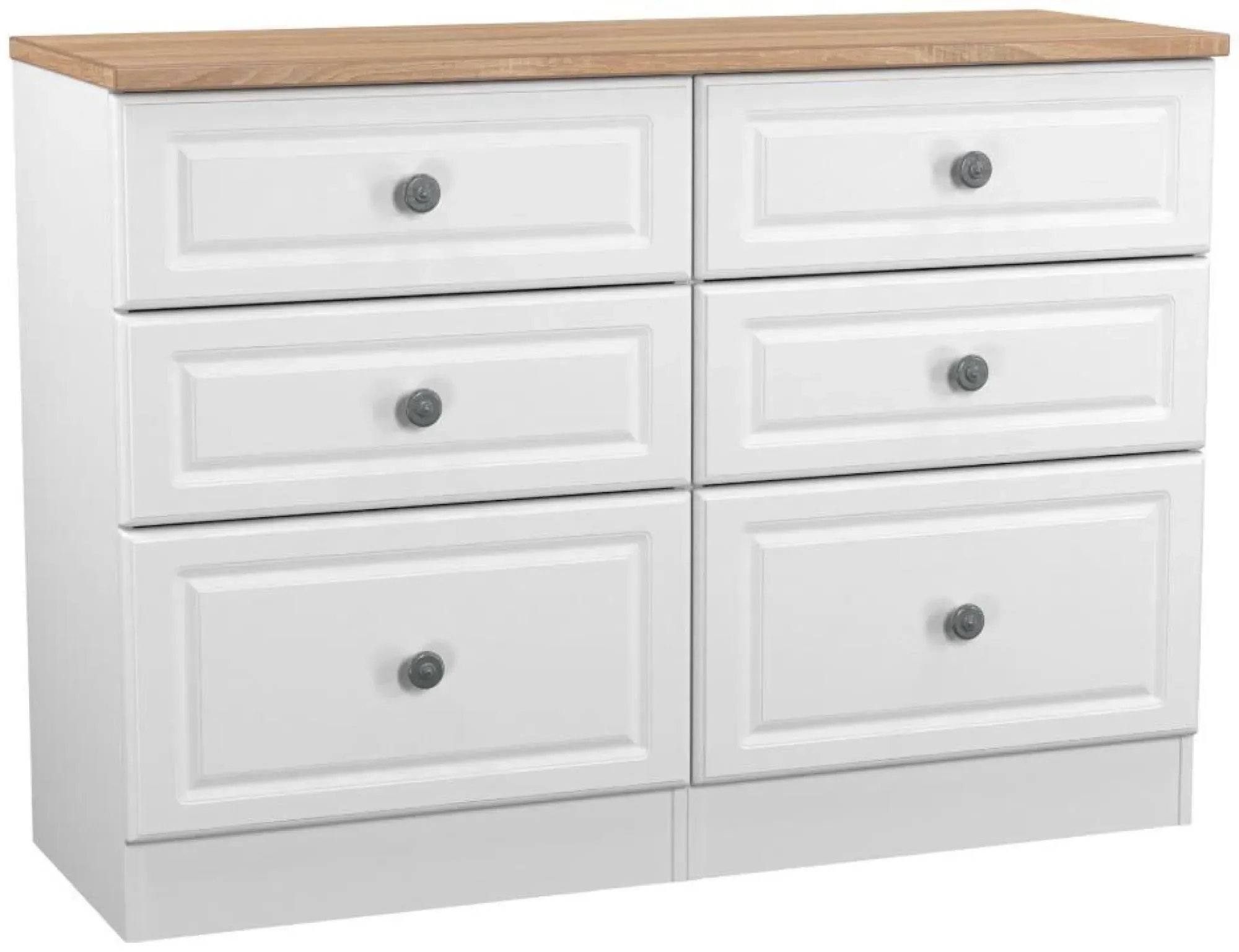 Norfolk 6 Drawer Midi Chest - White, Oak