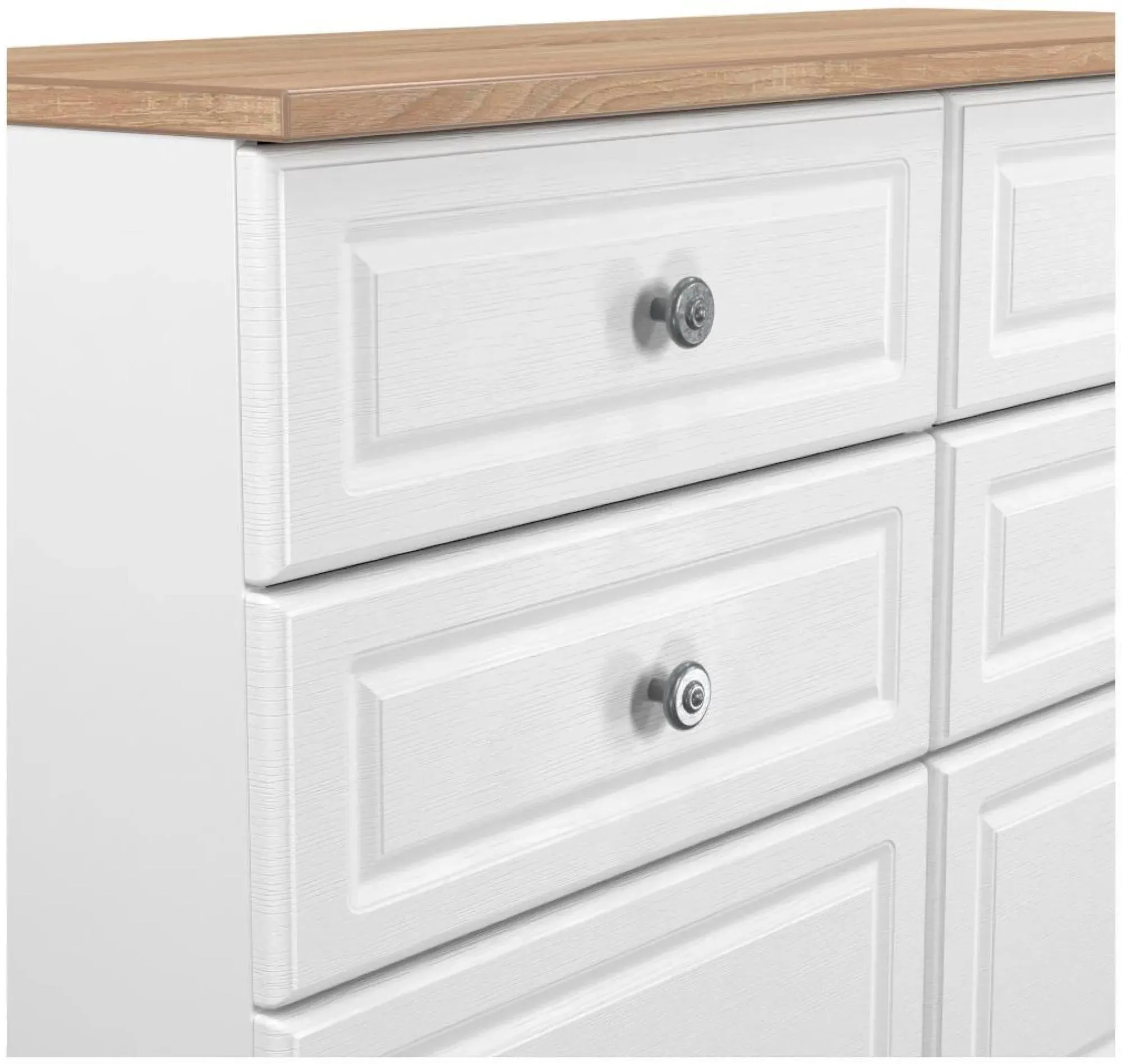 Norfolk 6 Drawer Midi Chest - White, Oak