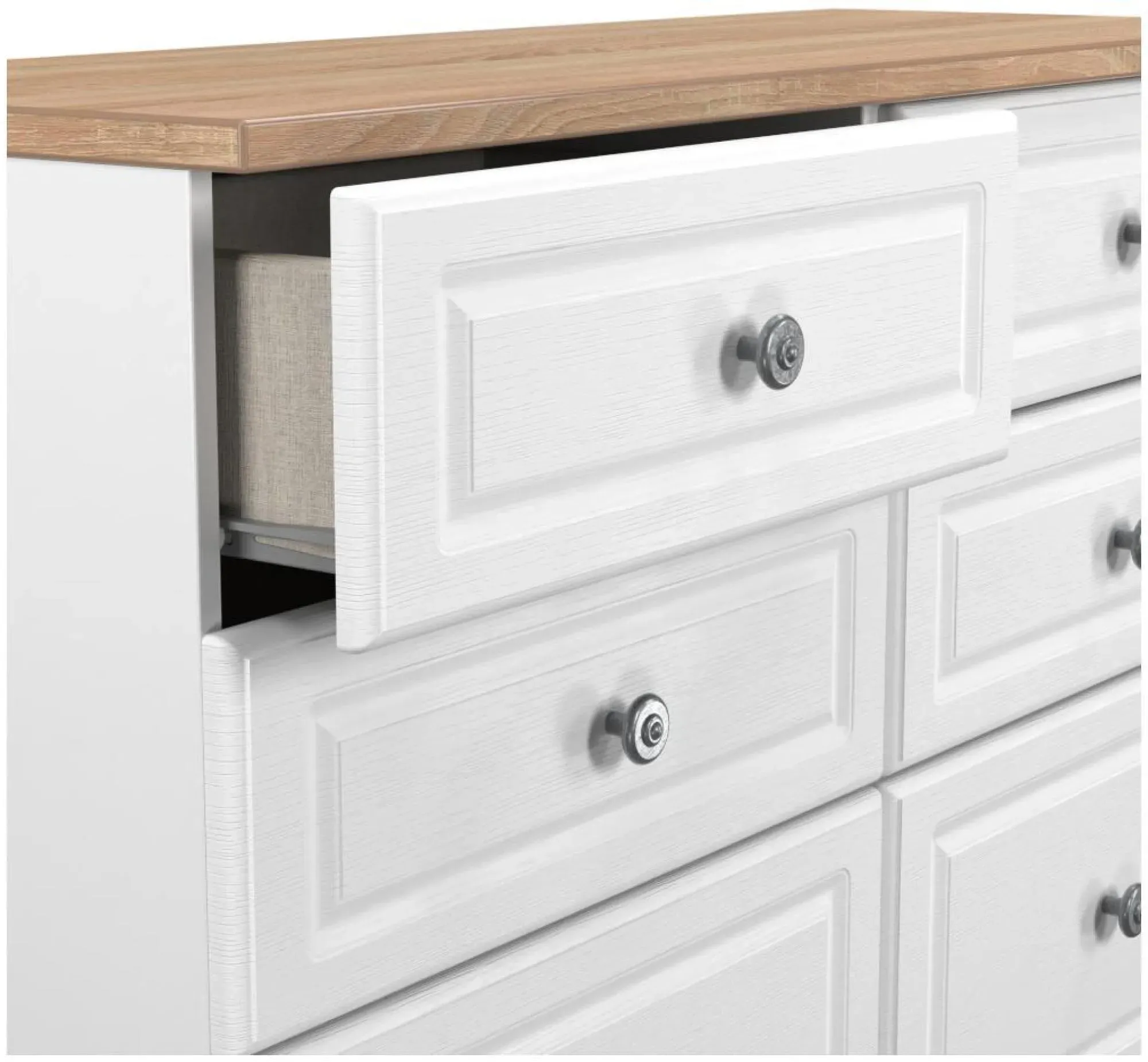 Norfolk 6 Drawer Midi Chest - White, Oak