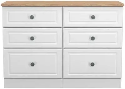 Norfolk 6 Drawer Midi Chest - White, Oak image