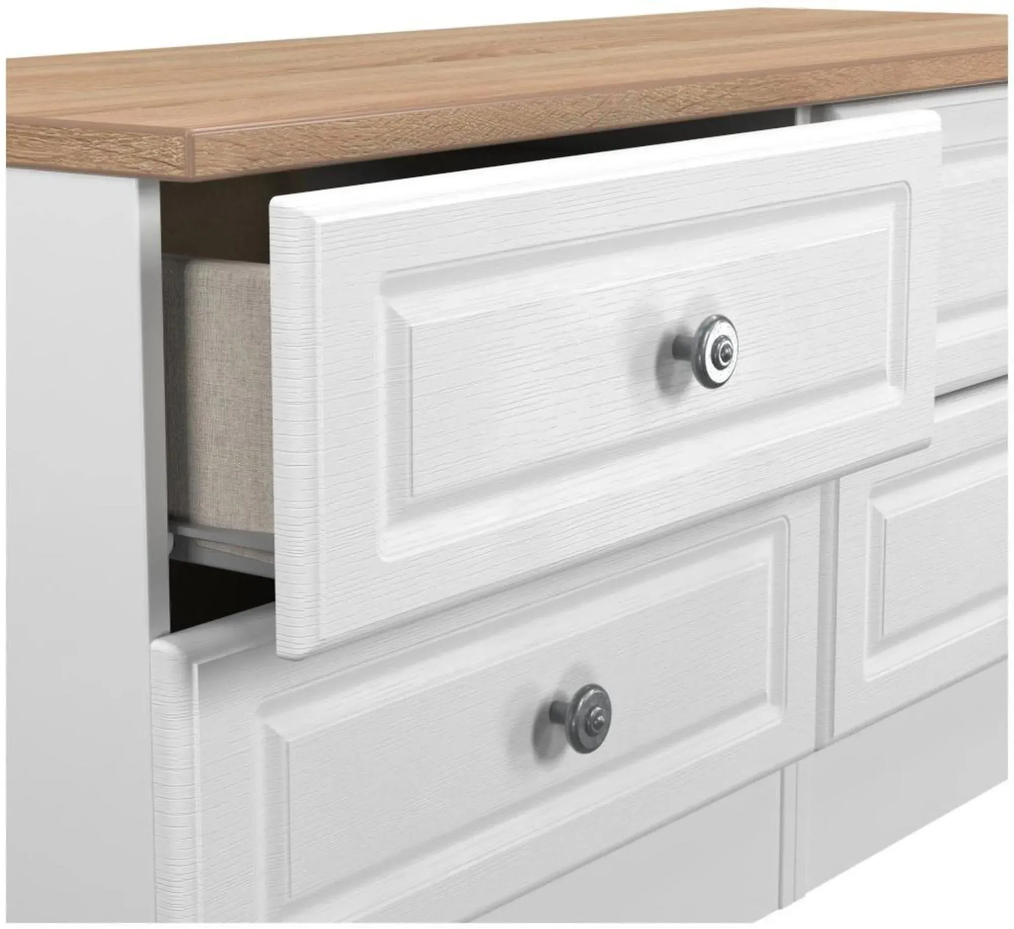 Norfolk Bed Box - White, Oak Effect