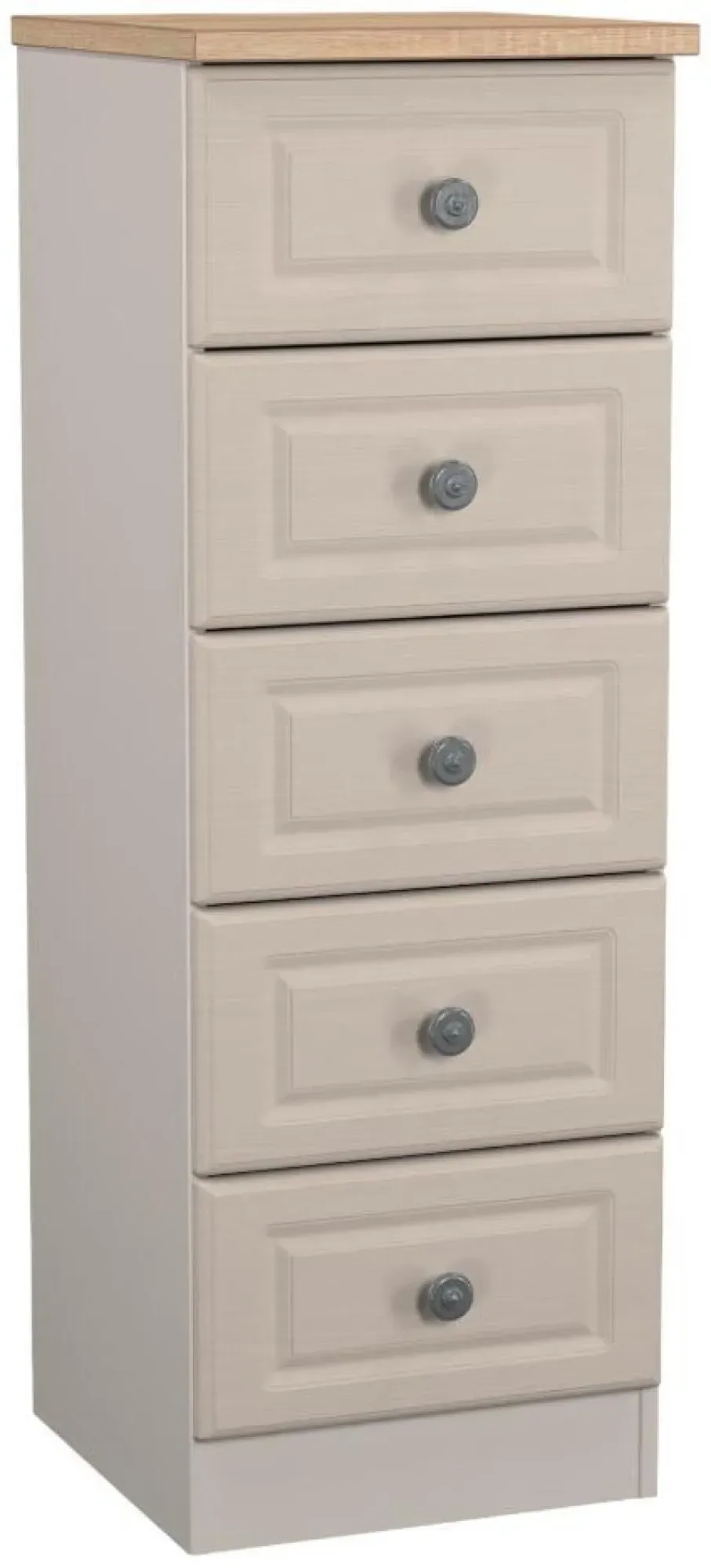 Norfolk Narrow 5 Drawer Chest - Cashmere, Oak