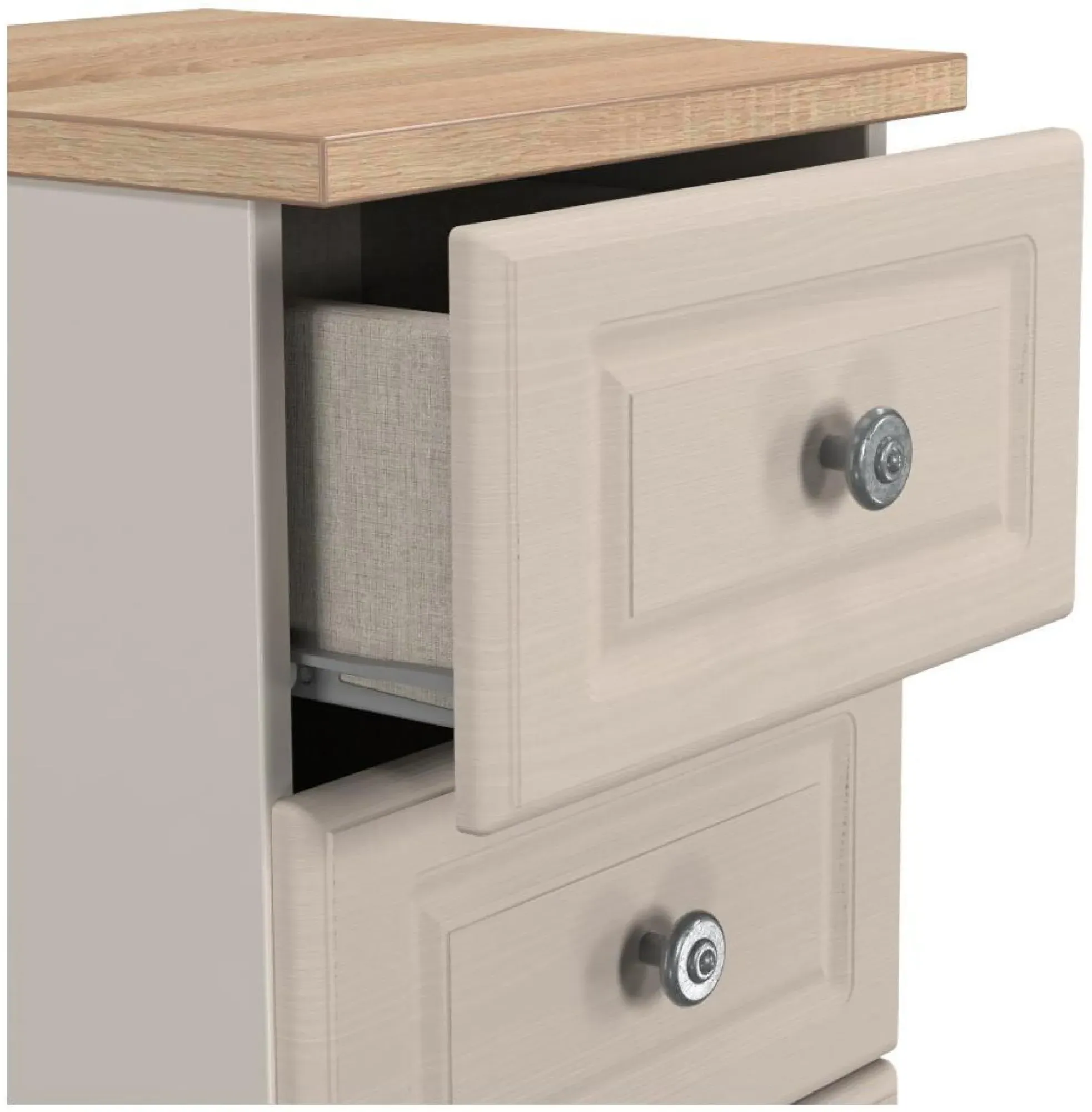 Norfolk Narrow 5 Drawer Chest - Cashmere, Oak