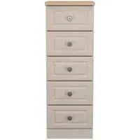Norfolk Narrow 5 Drawer Chest - Cashmere, Oak
